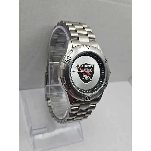 NFL Raiders Working Mens Watch By Game Time Silver Tone NEW BATTERY Working - Picture 3 of 11